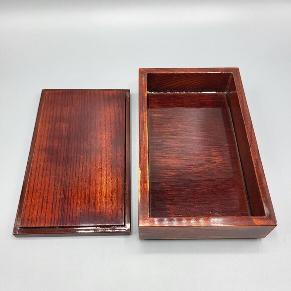 Vintage Asian Decorative Wooden Trinket Box Metal Inlays with Lid - Picture 4 of 16